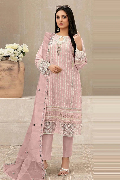 Baby Pink Colour Semi Stitched Faux Georgette Pakistani Suit SM1140237