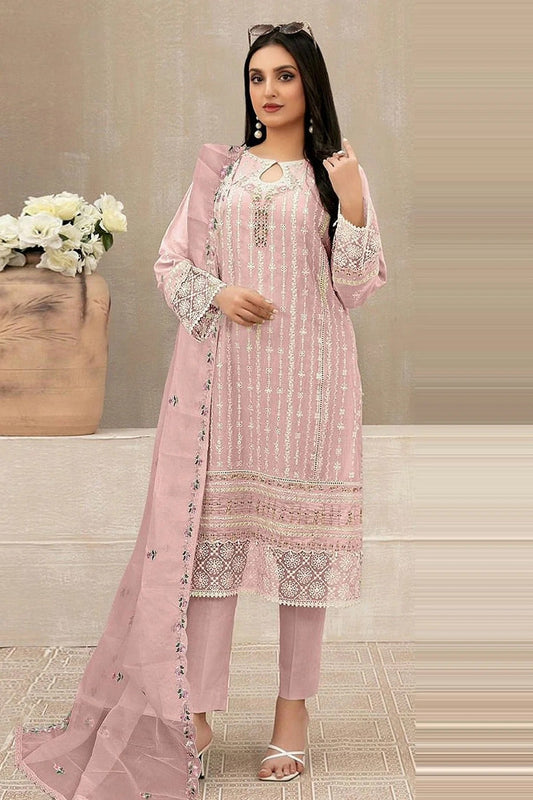 Baby Pink Colour Semi Stitched Faux Georgette Pakistani Suit SM1140237