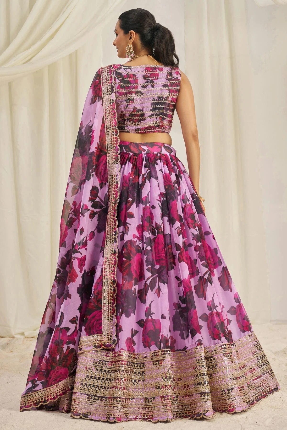 Baby Pink Colour Semi Stitched Organza Lehenga Choli LC1080896 A
