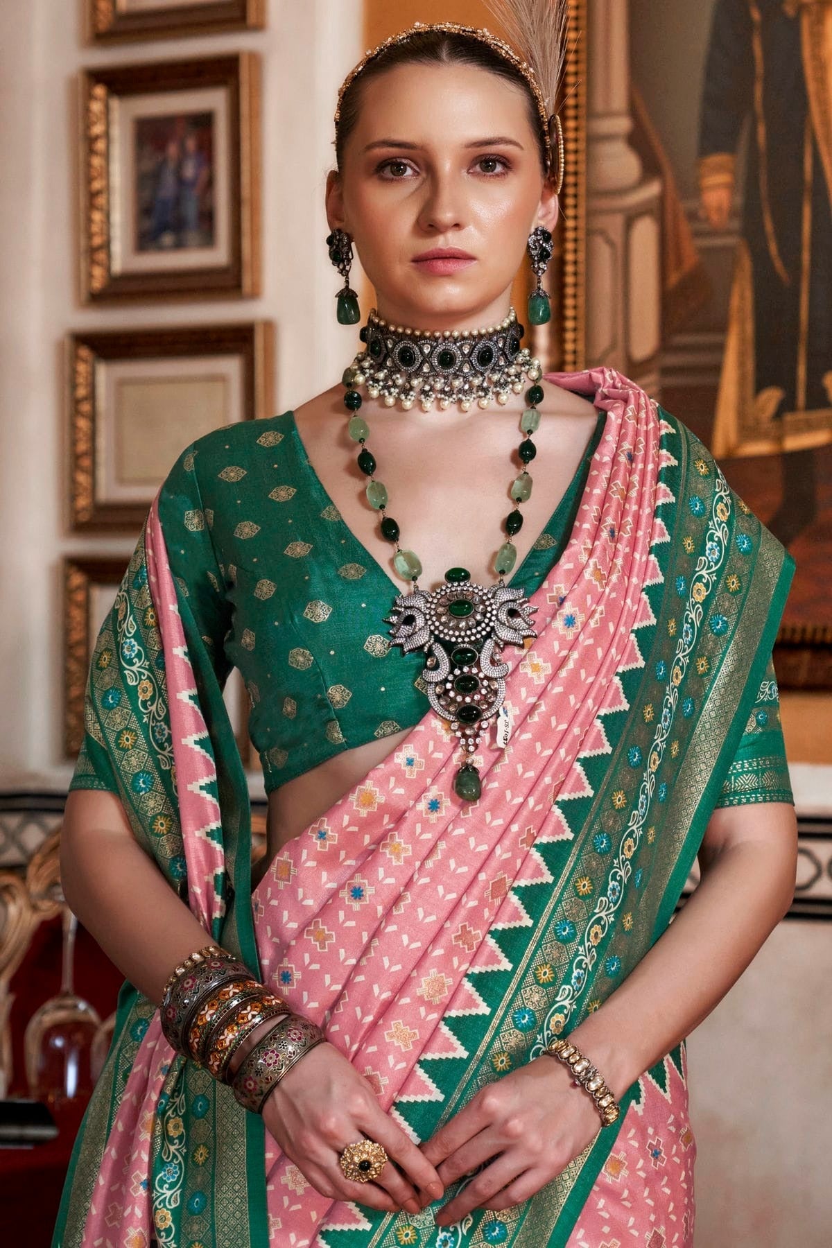 Baby Pink Colour Sigma Silk Patola Print Saree SD1290060 A