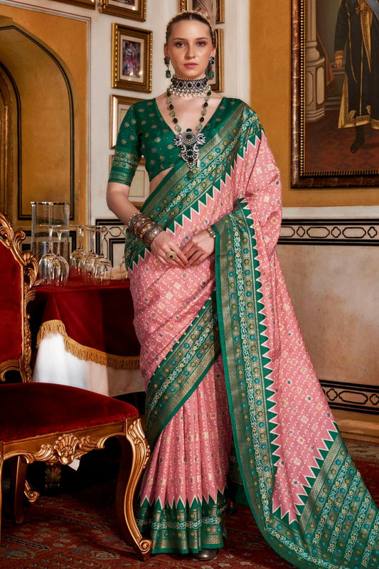 Baby Pink Colour Sigma Silk Patola Print Saree SD1290060
