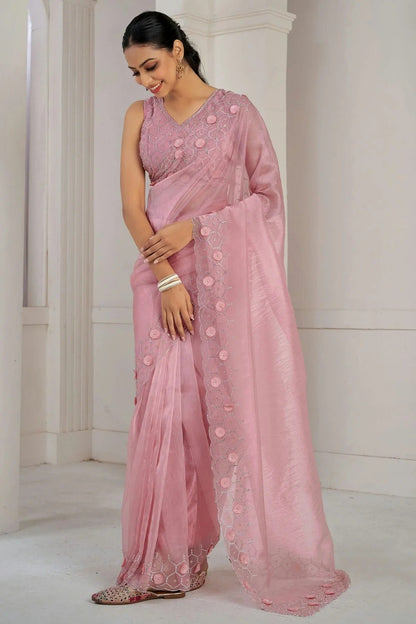 Baby Pink Colour Soft Organza Designer Saree SD1121876