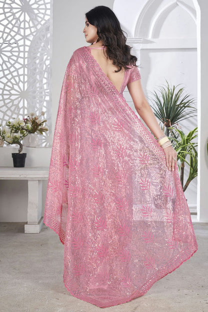 Baby Pink Colour Tissue Net Designer Saree SD1112578 A