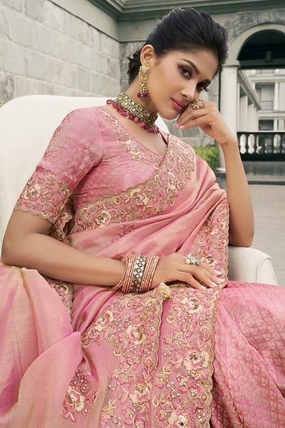 Baby Pink Colour Tissue Silk Designer Saree SD1290233 A