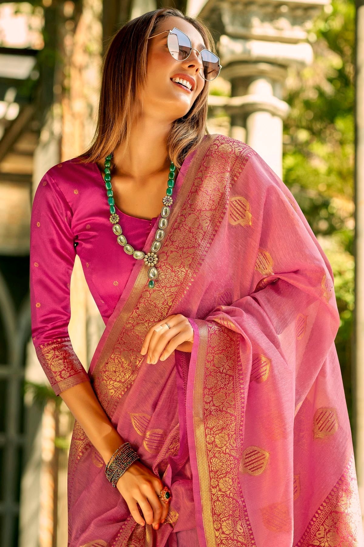 Baby Pink Colour Tissue Silk Saree SD1110297 A