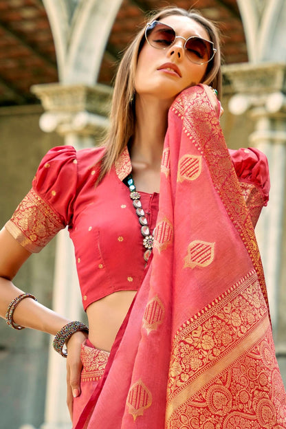 Baby Pink Colour Tissue Silk Saree SD1110299 A