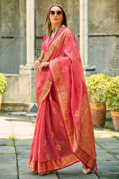 Baby Pink Colour Tissue Silk Saree SD1110299