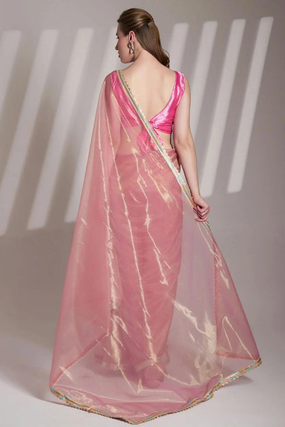 Baby Pink Colour Twill Net Saree SD1112732 A