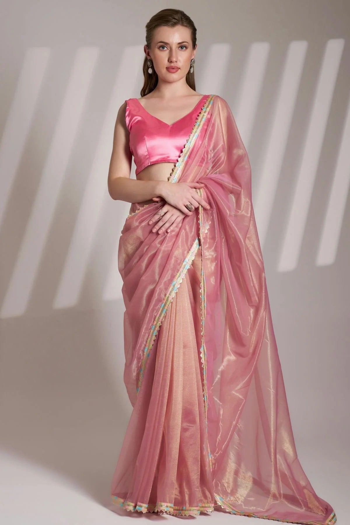 Baby Pink Colour Twill Net Saree SD1112732