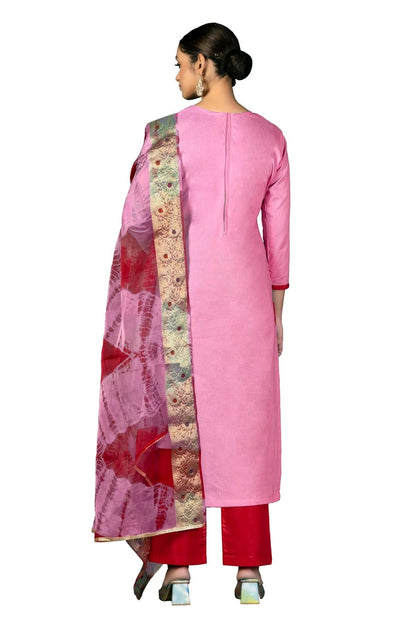 Baby Pink Colour Unstitched Cambric Cotton Fabric Straight Suit US1161018 A