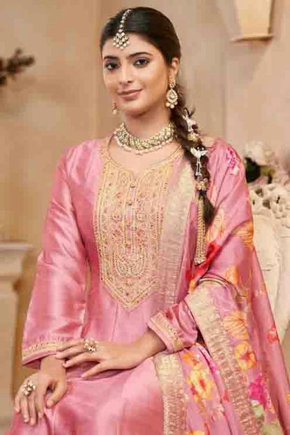 Baby Pink Colour Vichitra Silk Anarkali Suit SM1112947 A