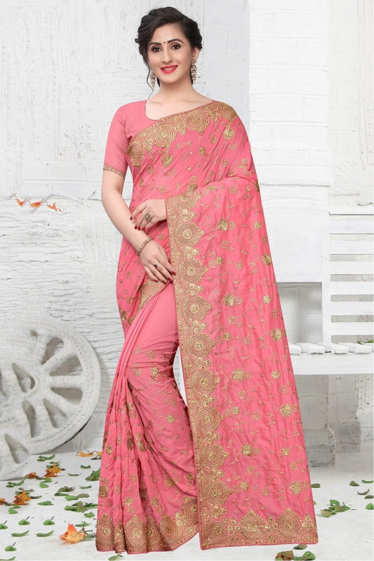 Baby Pink Colour Vichitra Silk Designer Saree SD1090121