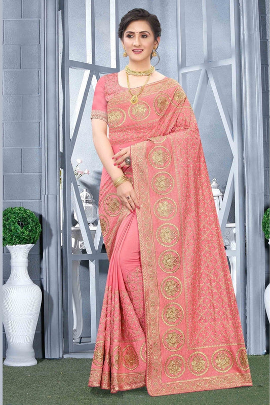Baby Pink Colour Vichitra Silk Designer Saree SD1090171