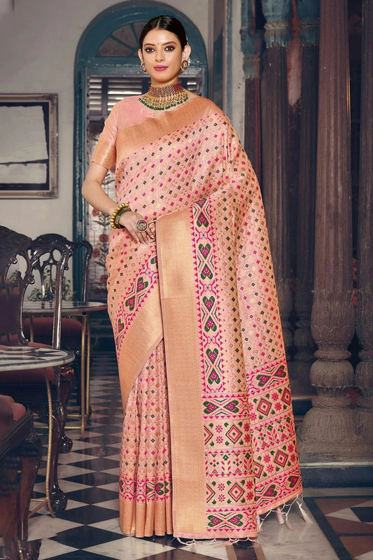 Baby Pink Colour Woven Work Patola Silk Saree SD1101519