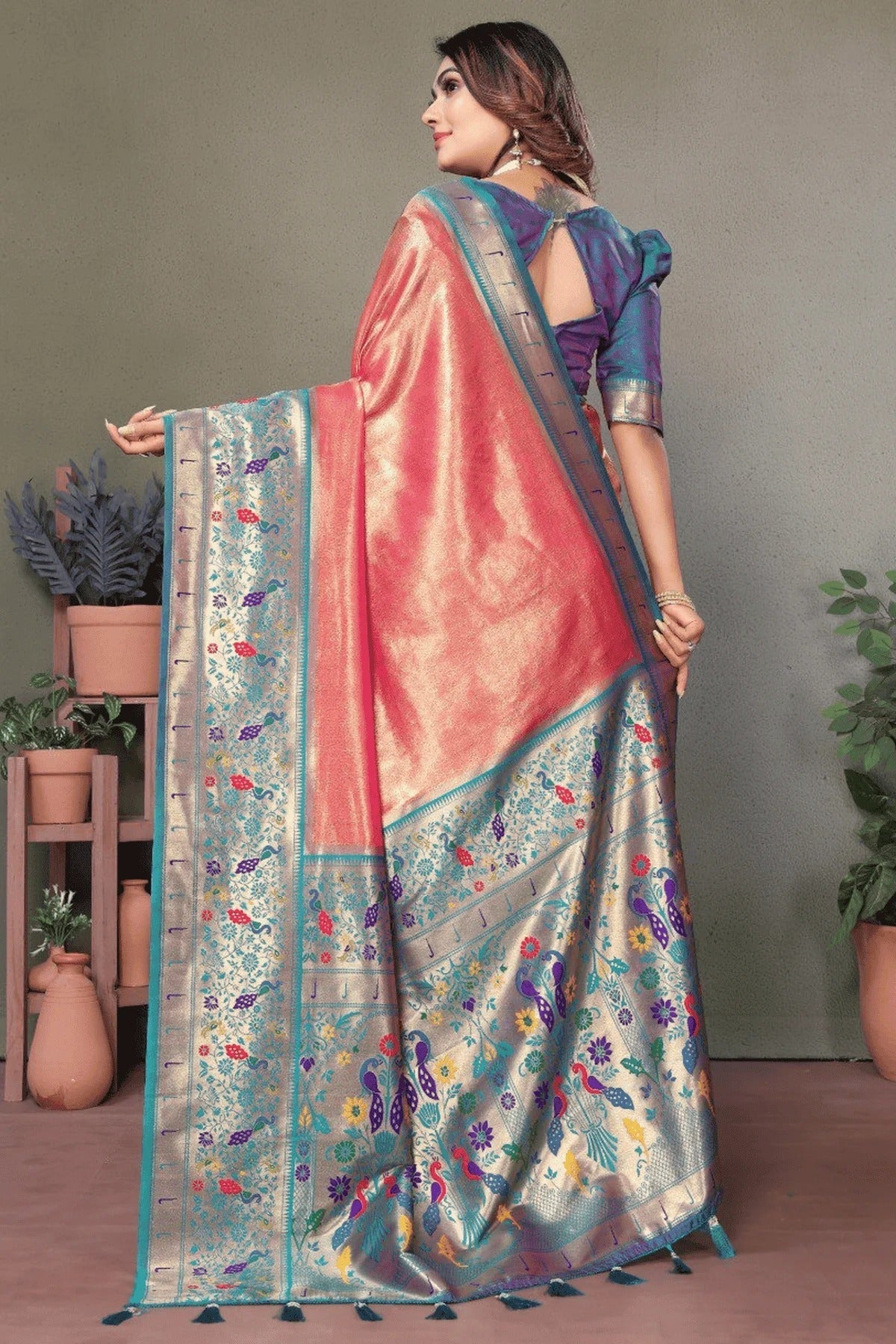 Baby Pink Colour Woven Work Pure Banarasi Tissue Silk Traditional Saree SD1250270 B