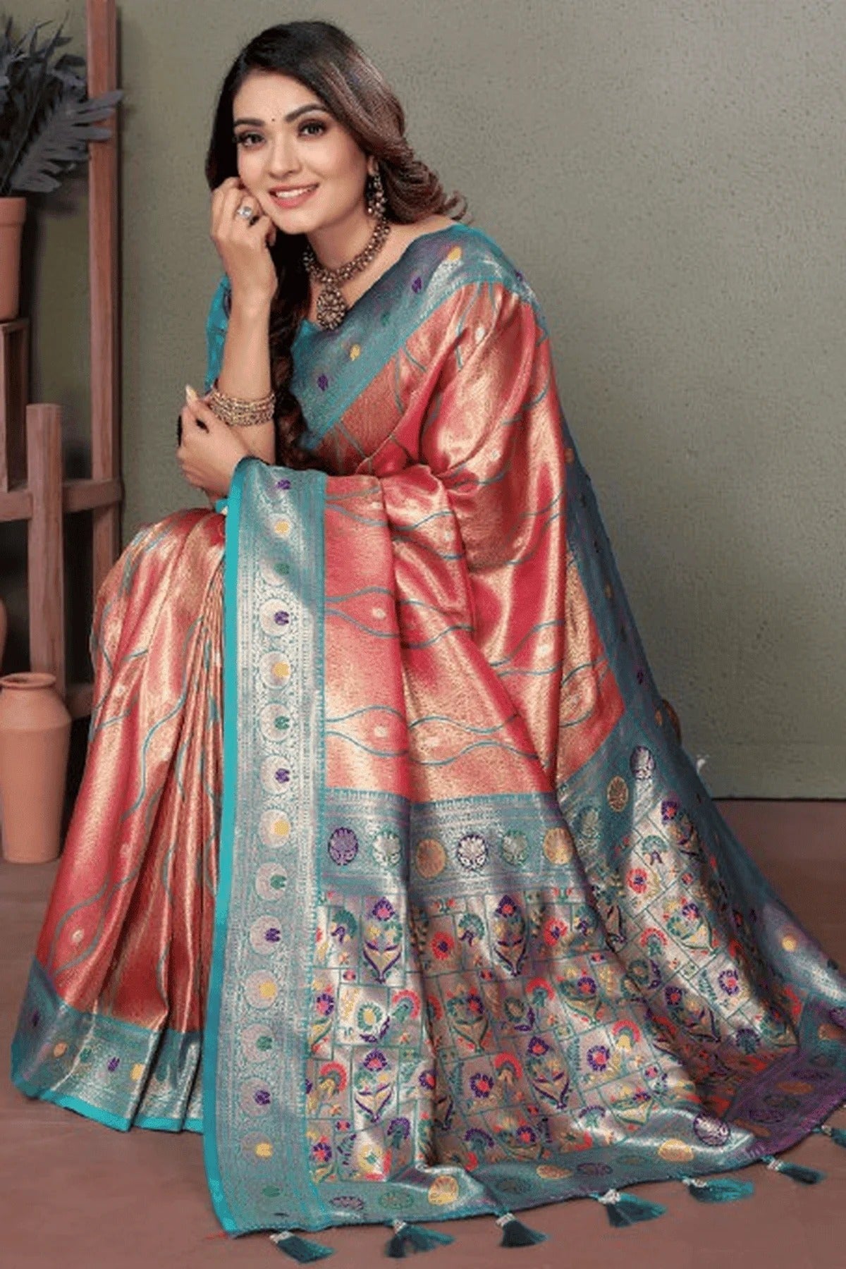 Baby Pink Colour Woven Work Pure Banarasi Tissue Silk Traditional Saree SD1250325 A