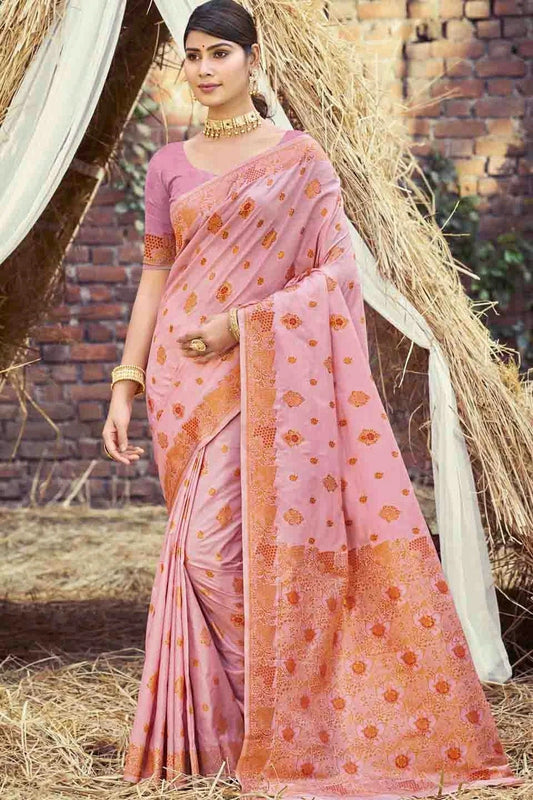 Baby Pink Colour Woven Work Silk Traditional Saree SD1103463