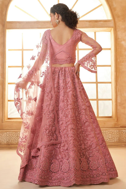 Baby Pink Embroidery Net and SilK Lehenga Choli LC1290147 B