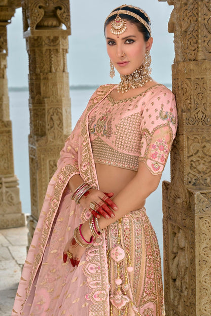Baby Pink Embroidery Silk Lehenga Choli LC1290125 A