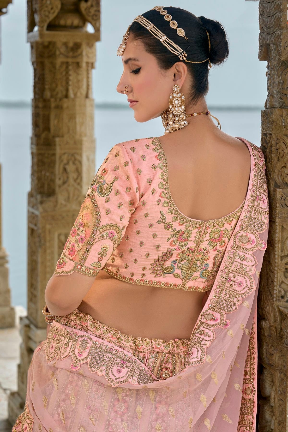 Baby Pink Embroidery Silk Lehenga Choli LC1290125 B