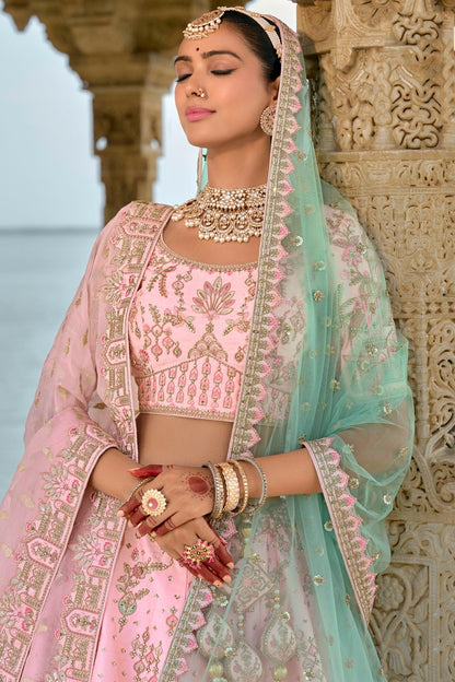 Baby Pink Embroidery Silk Lehenga Choli LC1290130 A