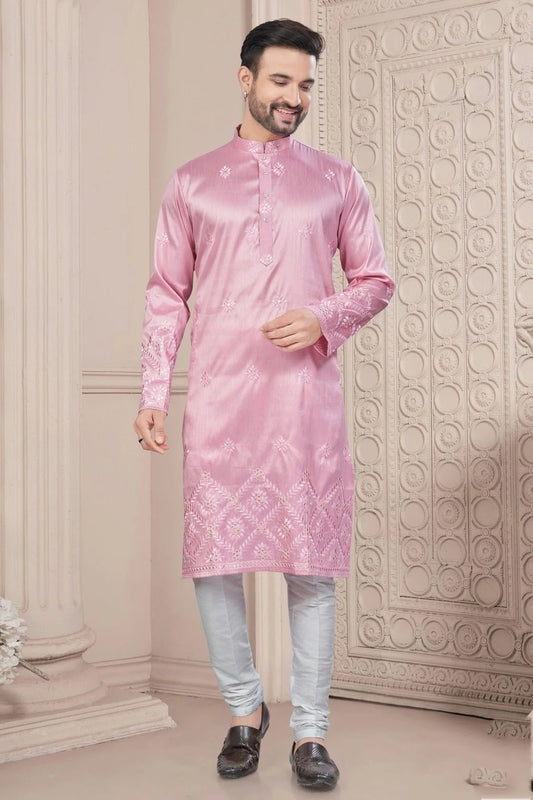 Baby Pink Pure Silk Kurta Pajama KP1040697