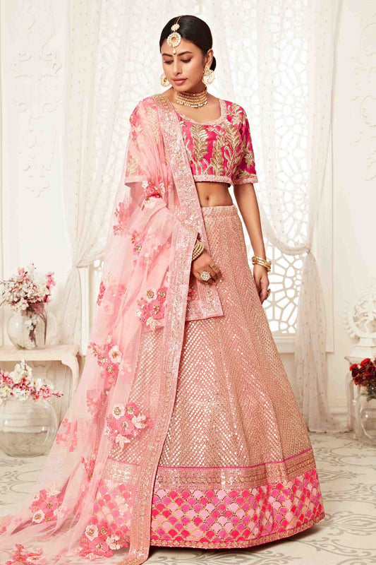 Baby Pink Soft Net Designer Lehenga Choli LC1010151