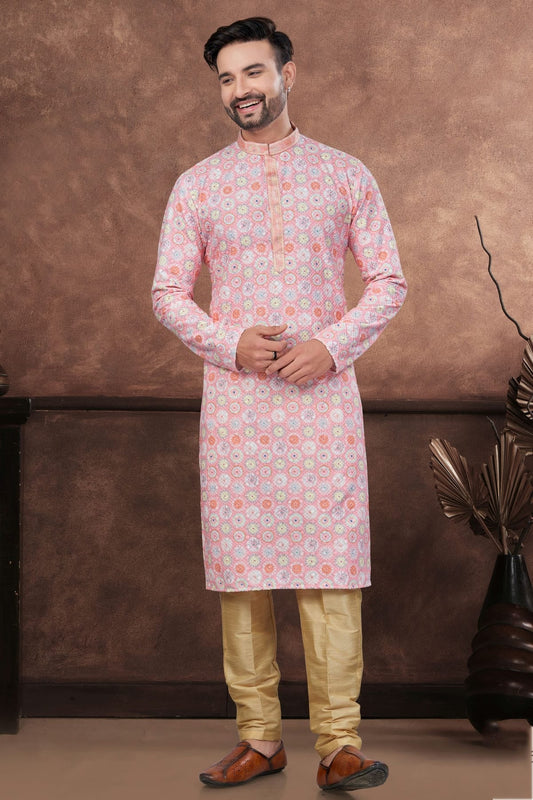 Baby Pink Soft Rayon Kurta Pajama KP1040676