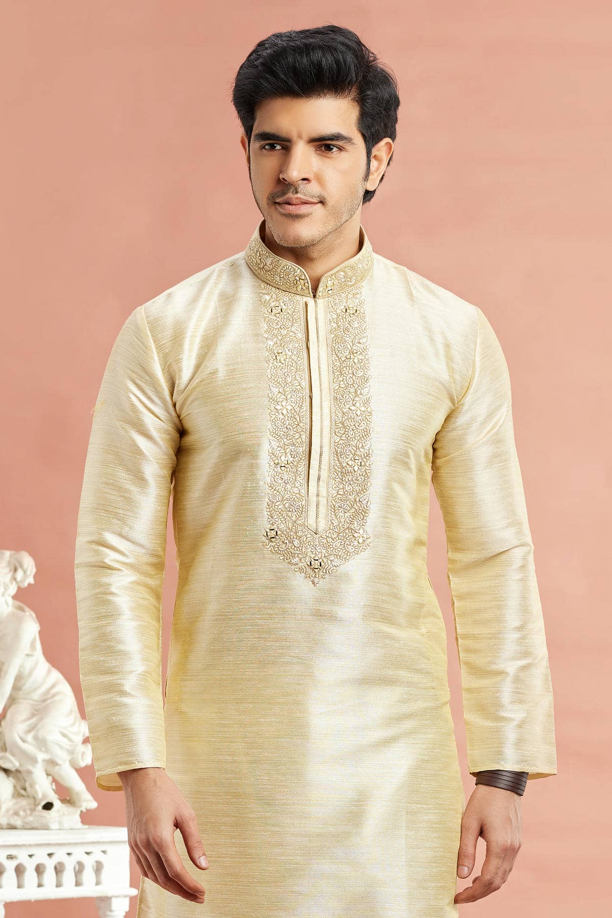 Banarasi Art Silk Embroidery Kurta Pajama In Beige Colour KP1230520 2