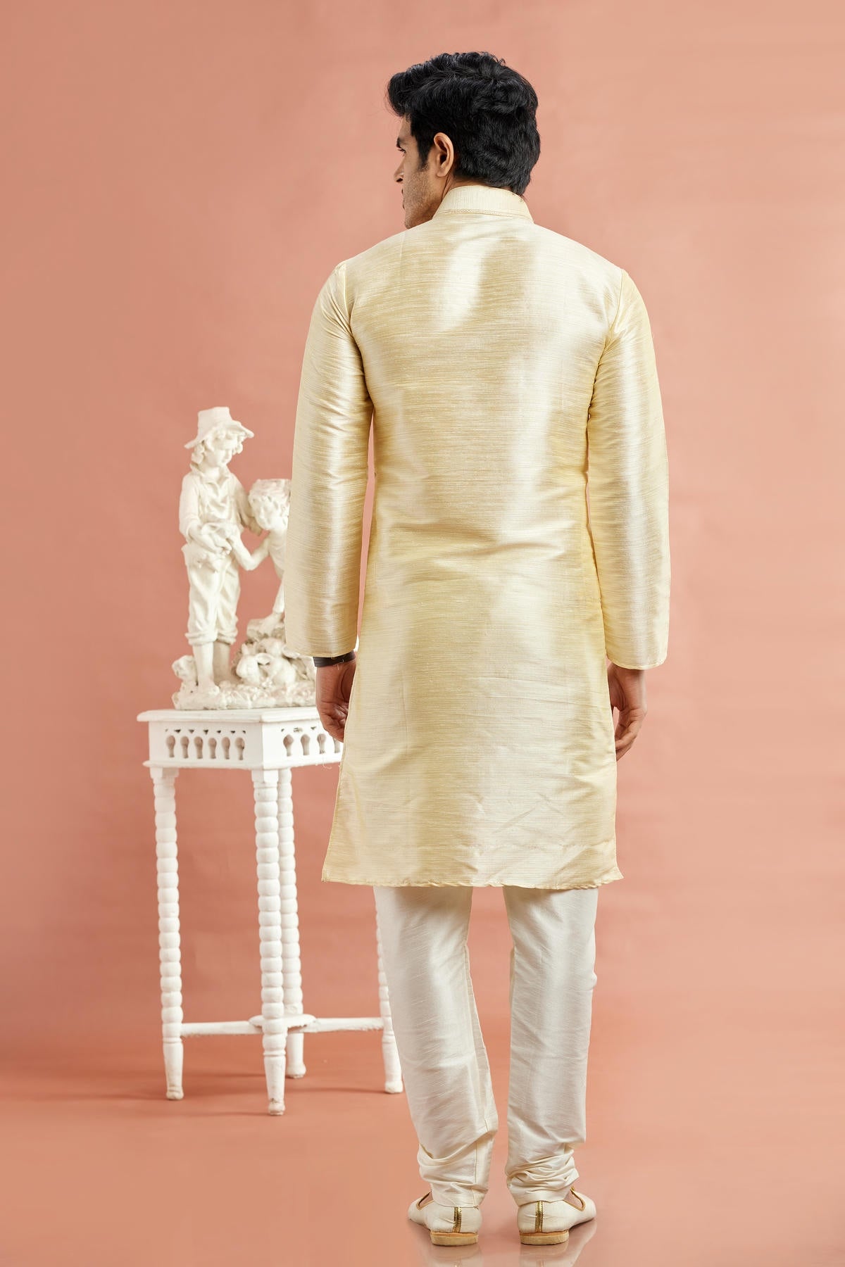 Banarasi Art Silk Embroidery Kurta Pajama In Beige Colour KP1230520 3