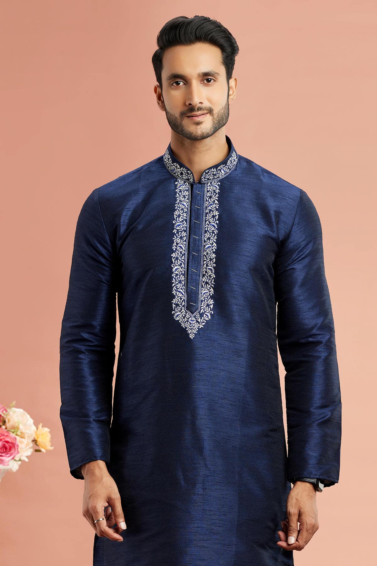 Banarasi Art Silk Embroidery Kurta Pajama In Blue Colour KP1230526 2