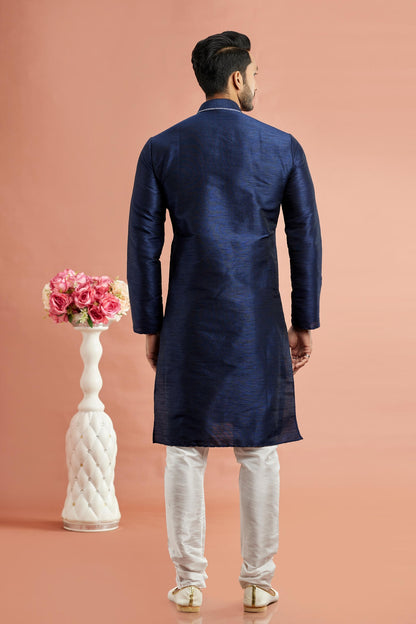 Banarasi Art Silk Embroidery Kurta Pajama In Blue Colour KP1230526 3