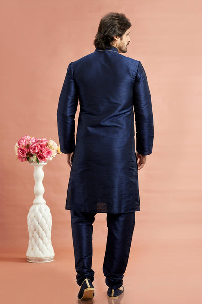 Banarasi Art Silk Embroidery Kurta Pajama In Blue Colour KP1230528 3