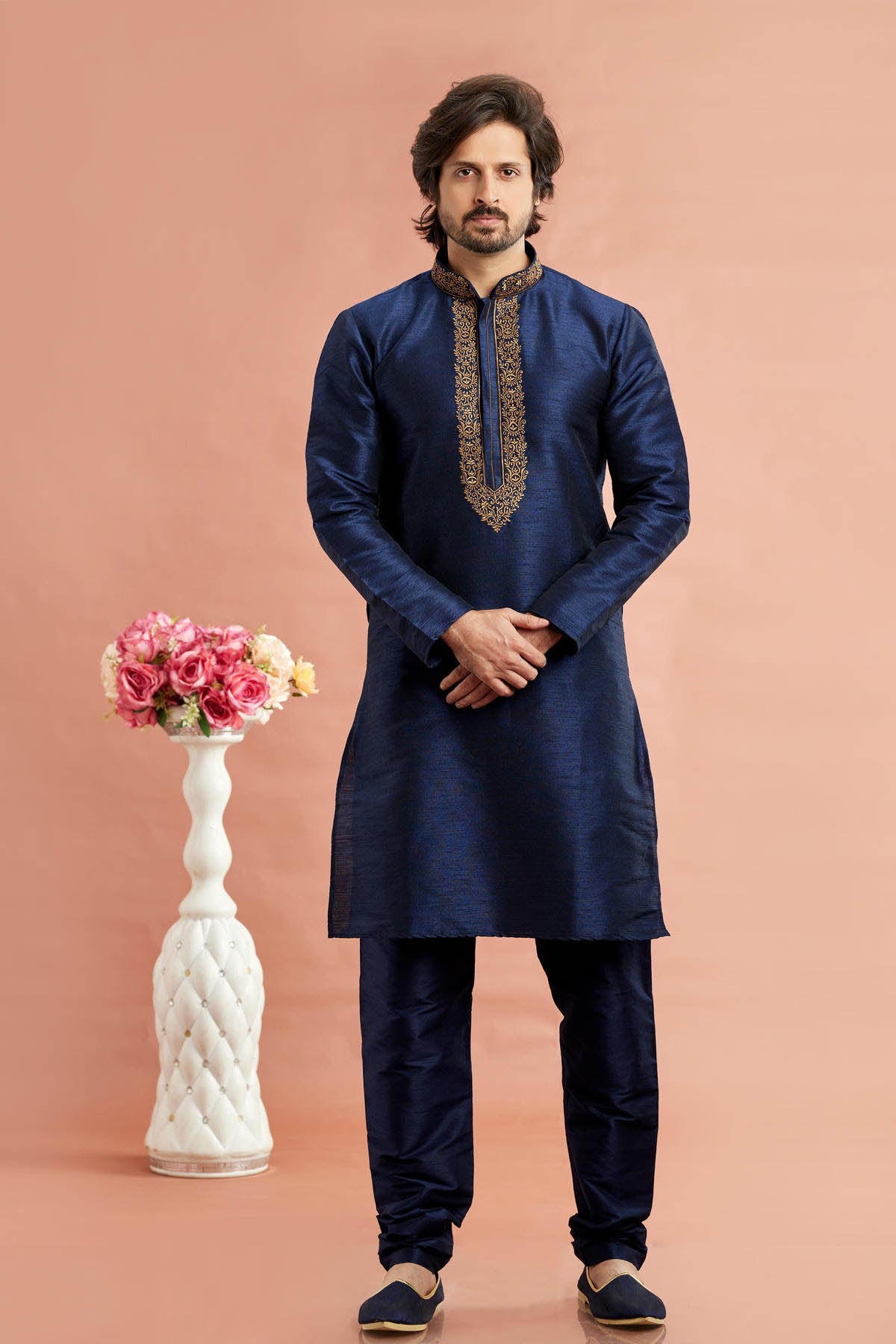 Banarasi Art Silk Embroidery Kurta Pajama In Blue Colour KP1230528