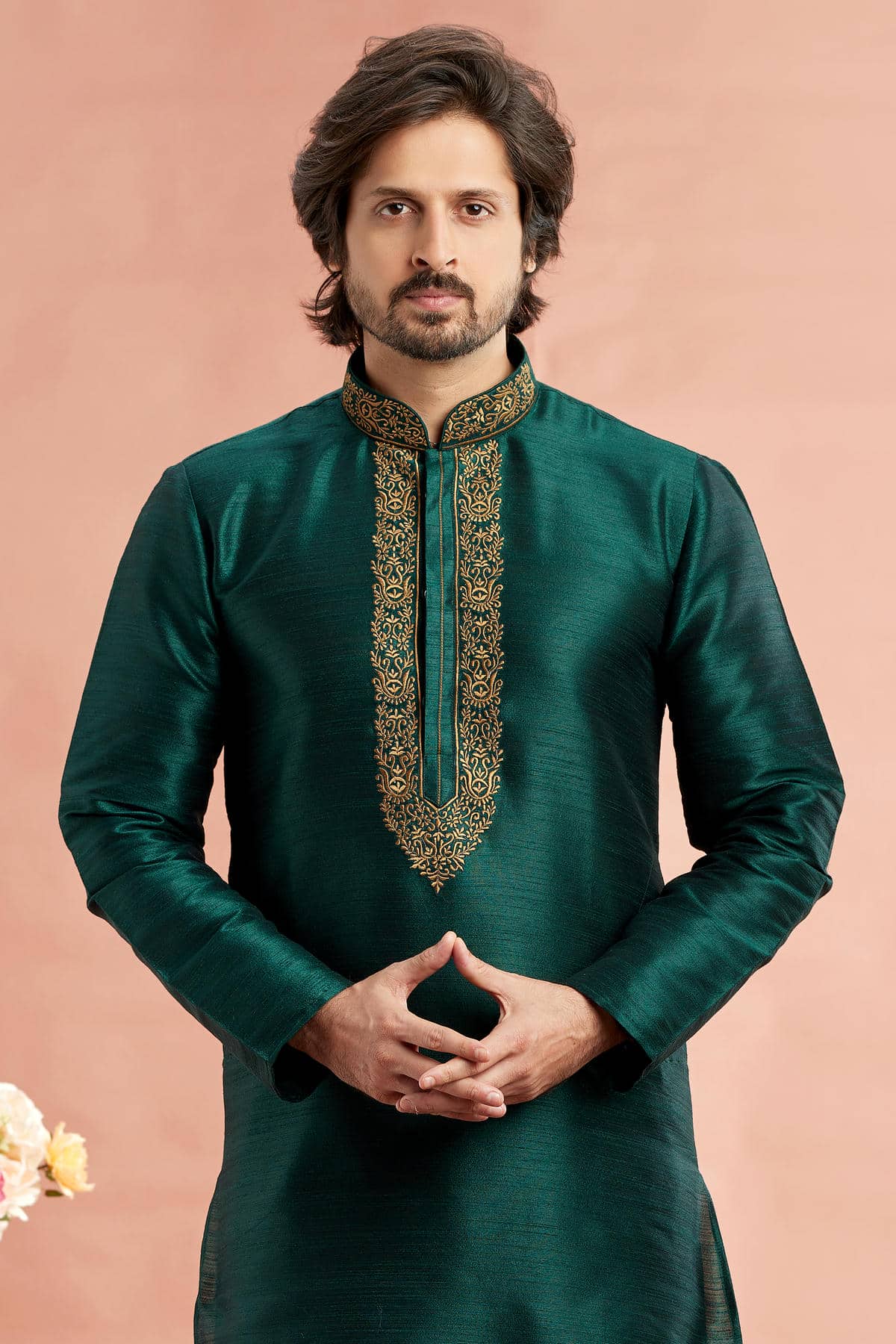 Banarasi Art Silk Embroidery Kurta Pajama In Green Colour KP1230527 2