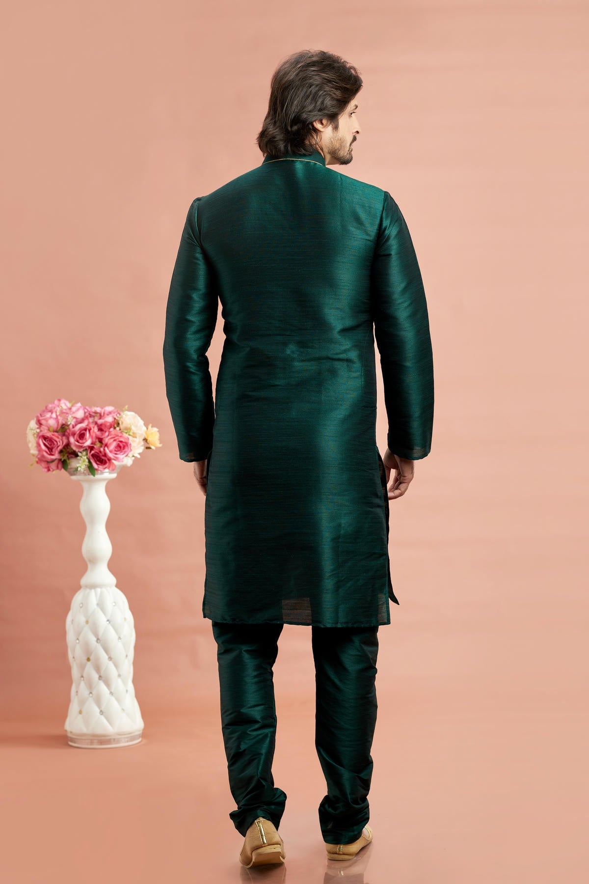 Banarasi Art Silk Embroidery Kurta Pajama In Green Colour KP1230527 3