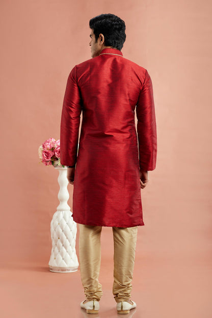 Banarasi Art Silk Embroidery Kurta Pajama In Maroon Colour KP1230522 3