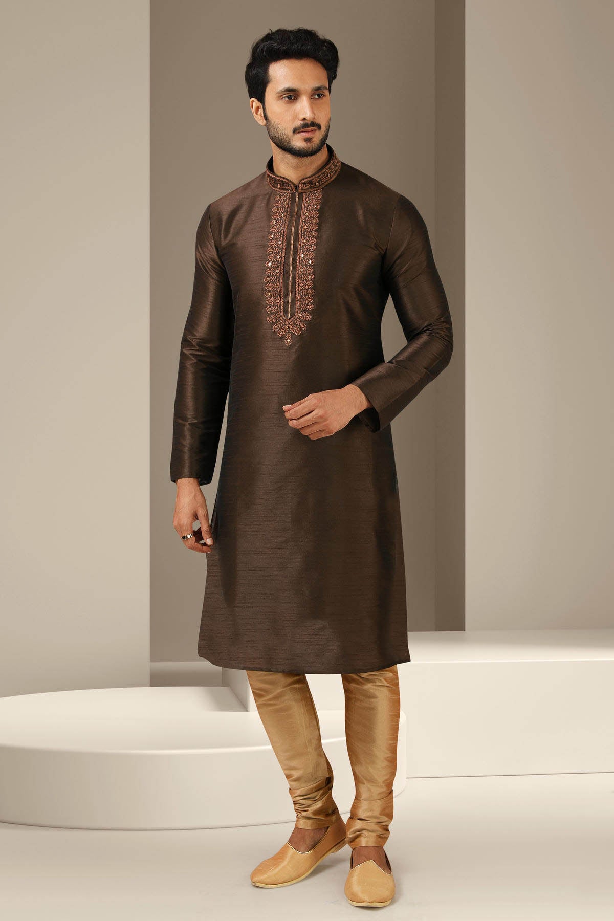 Banarasi Art Silk Kurta Pajama In Beige colour KP1230293 A
