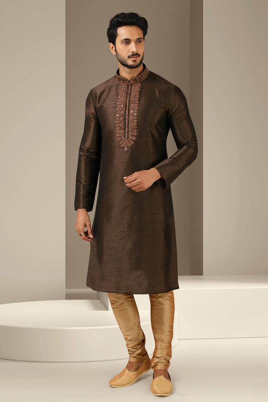 Banarasi Art Silk Kurta Pajama In Beige colour KP1230293 A