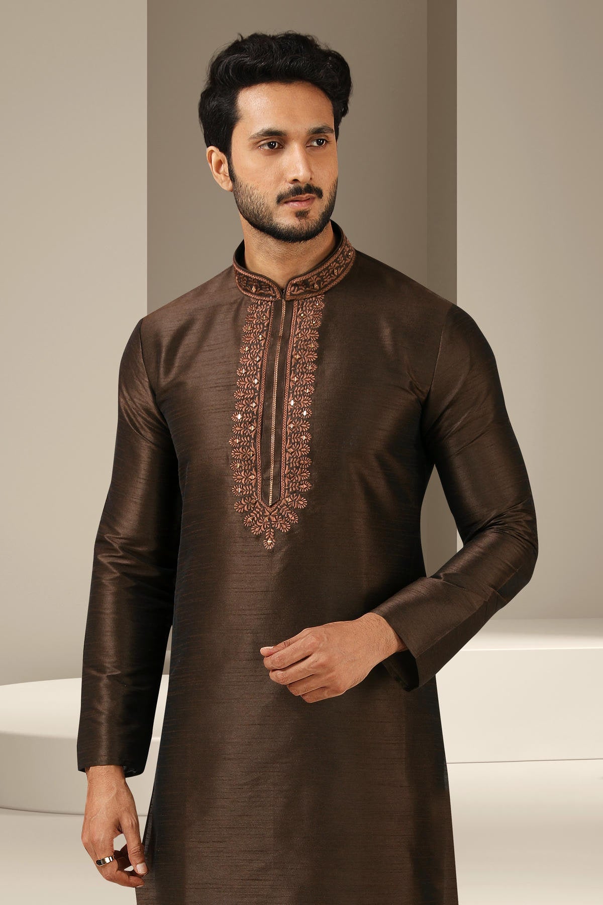 Banarasi Art Silk Kurta Pajama In Beige colour KP1230293 B