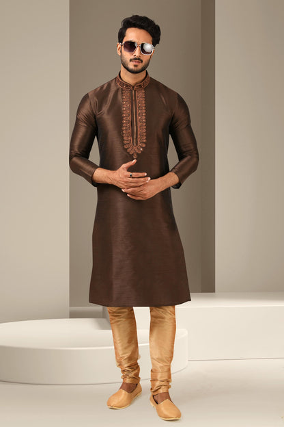 Banarasi Art Silk Kurta Pajama In Beige colour KP1230293 C