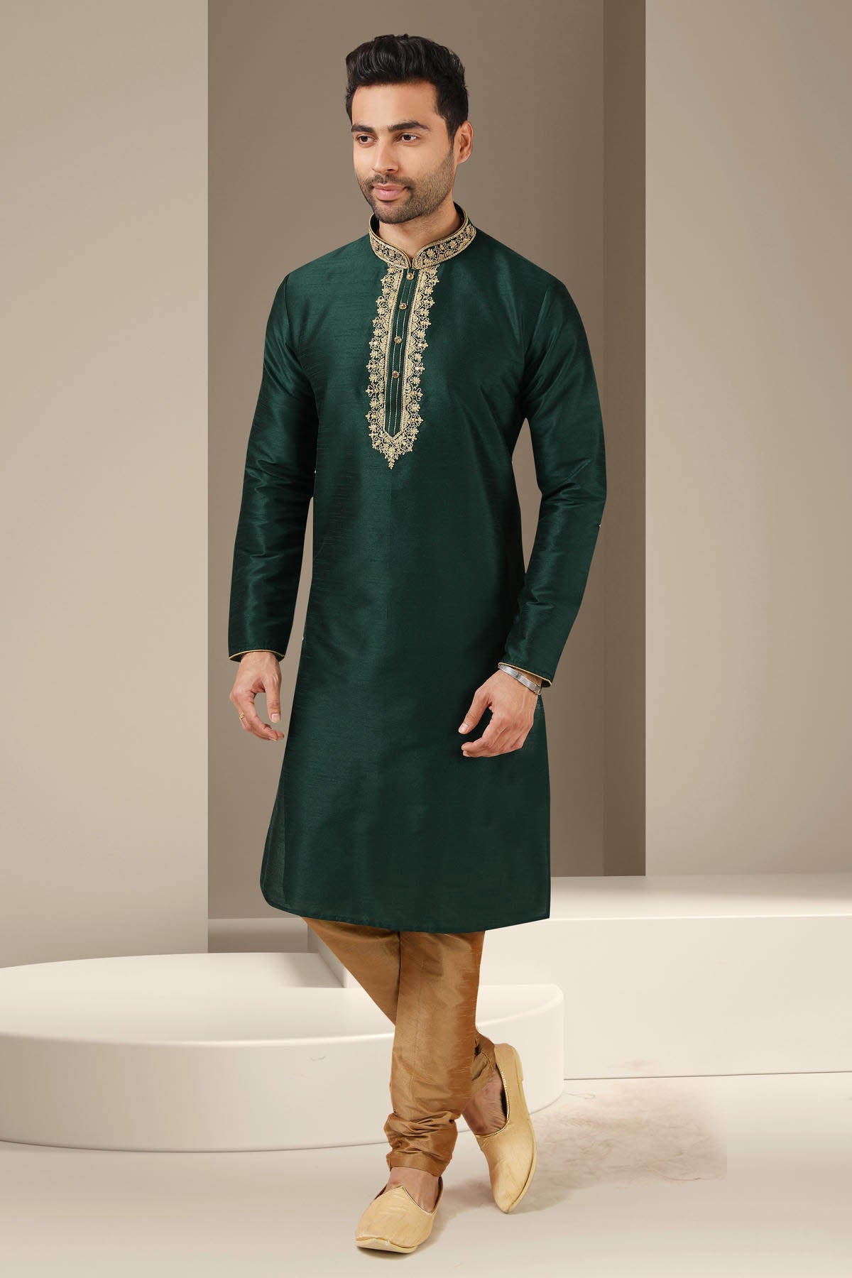Banarasi Art Silk Kurta Pajama In Beige colour KP1230302 A
