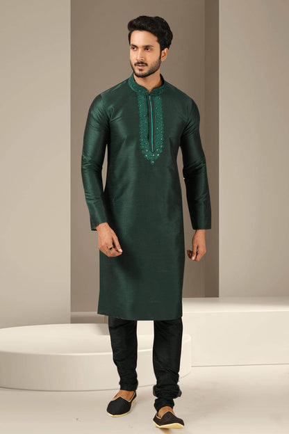 Banarasi Art Silk Kurta Pajama In Black colour KP1230294 A