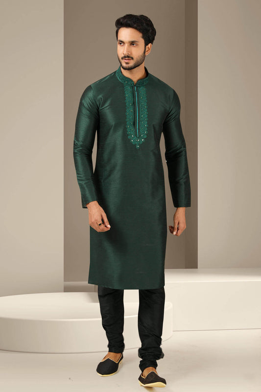 Banarasi Art Silk Kurta Pajama In Black colour KP1230294 A