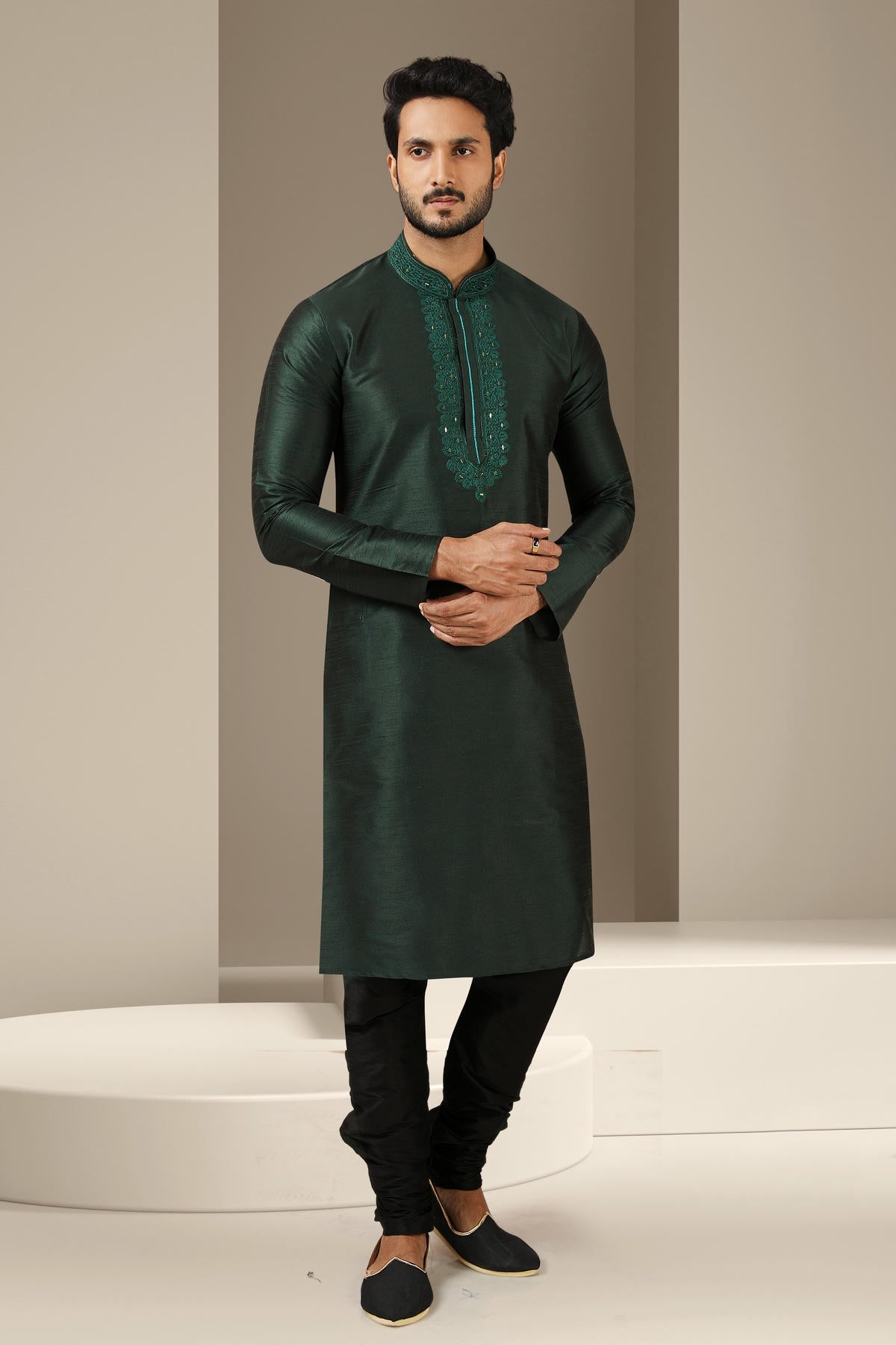 Banarasi Art Silk Kurta Pajama In Black colour KP1230294 C