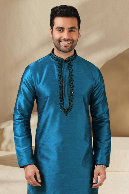 Banarasi Art Silk Kurta Pajama In Black colour KP1230303 B