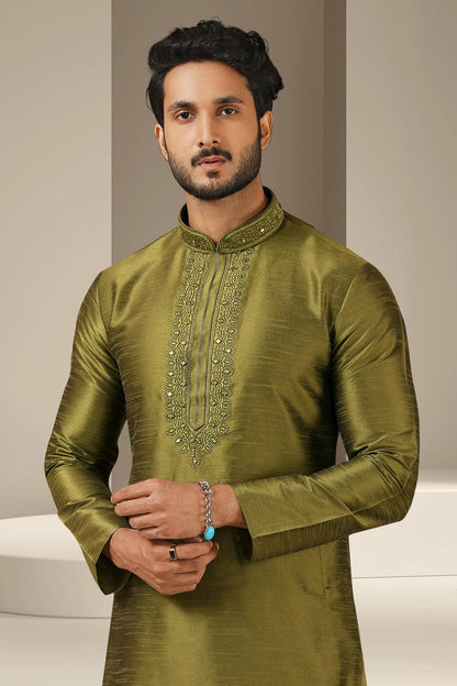 Banarasi Art Silk Kurta Pajama In Cream colour KP1230292 B
