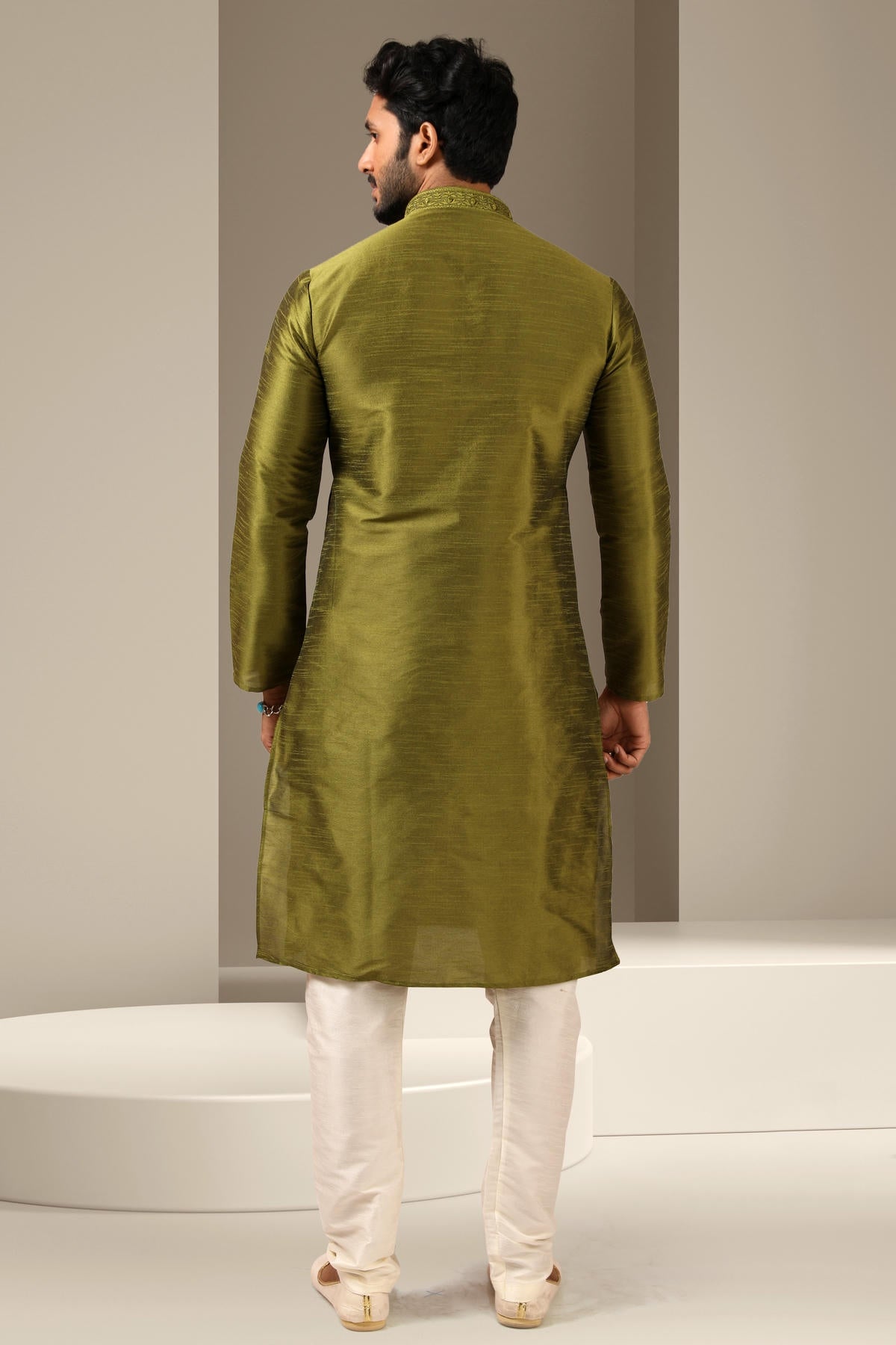 Banarasi Art Silk Kurta Pajama In Cream colour KP1230292 D