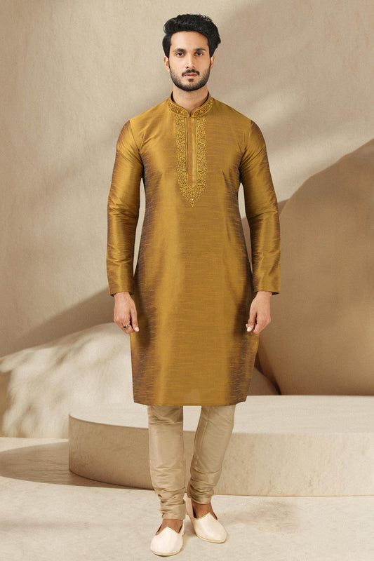 Banarasi Art Silk Kurta Pajama In Cream colour KP1230298 A