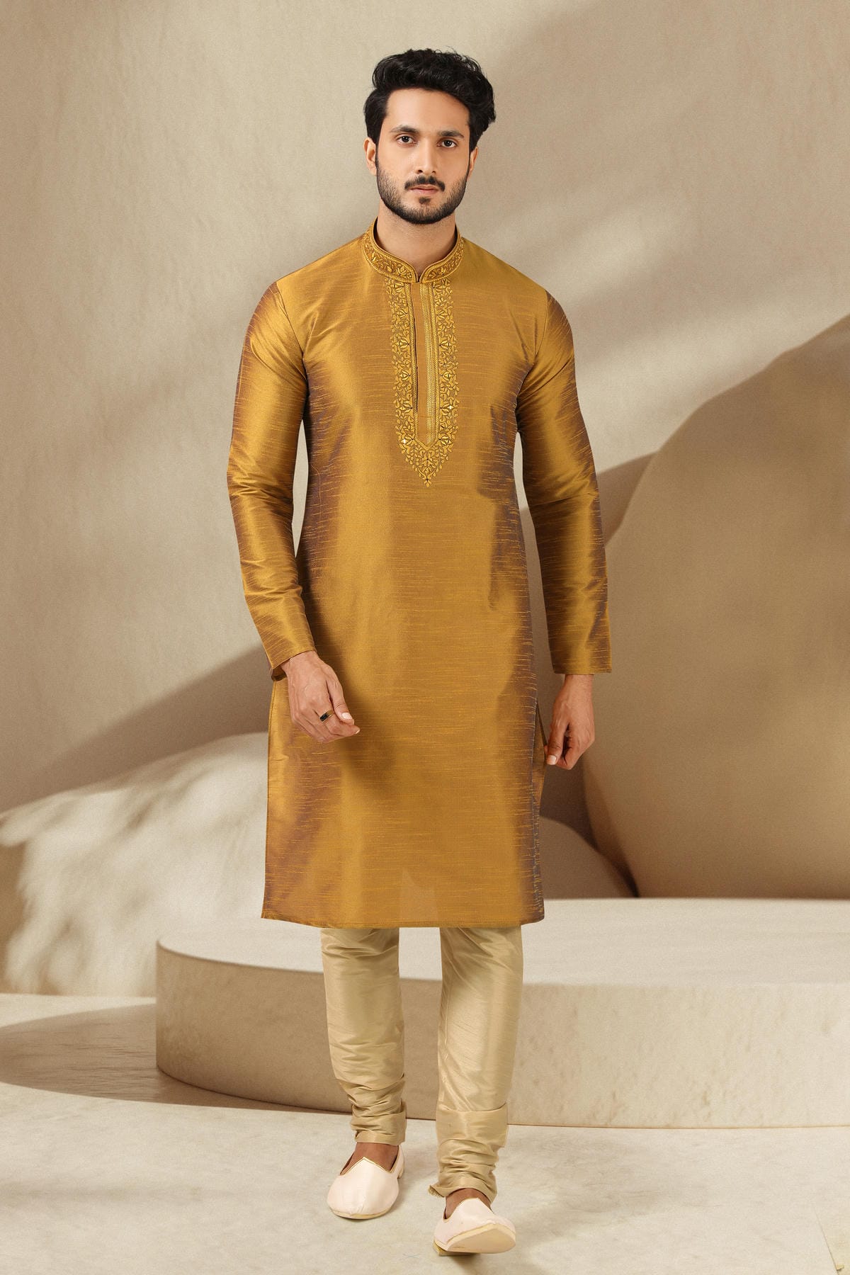 Banarasi Art Silk Kurta Pajama In Cream colour KP1230298 C